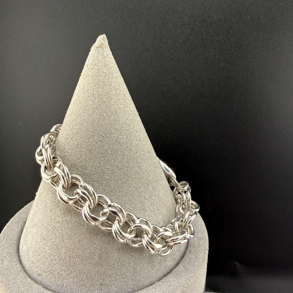 Vintage Monet Bracelet Silver Tone Chain Link 7"